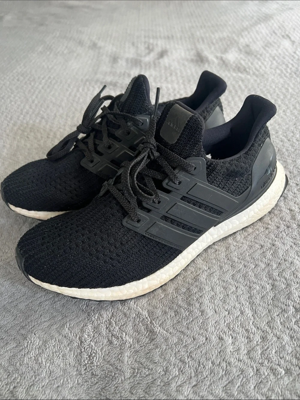 Adidas Performance Ultraboost Black Knit & White Running Shoes Women's Size 10